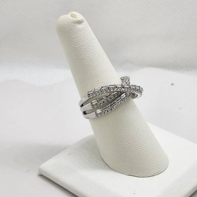 Brand New Sterling Silver 925 Crossover Cz Ring Brand New Sterling Silver 925 Crossover Cz Ring
