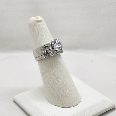 Brand New Sterling Silver 925 2pc cz Gemstone Ring Brand New Sterling Silver 925 2pc cz Gemstone Ring