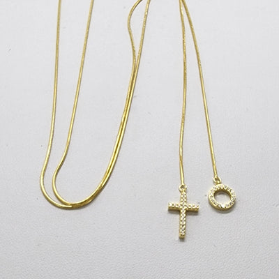 Brand New Sterling Silver 925 Cross & Circle Adjustable Necklace Brand New Sterling Silver 925 Cross & Circle Adjustable Necklace