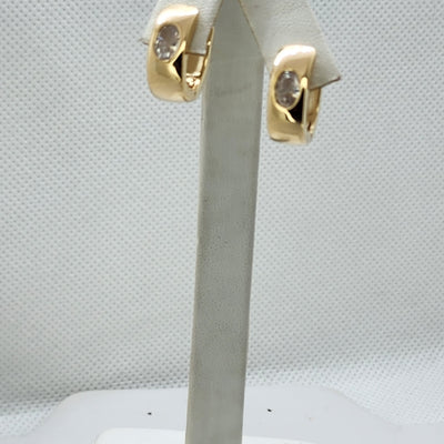 Brand New Brazilian 18k Gold Filled White Gemstone Huggy Earrings Brand New Brazilian 18k Gold Filled White Gemstone Huggy Earrings