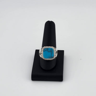 Brand New Sterling Silver 95 Blue Turquoise Square Ring Brand New Sterling Silver 95 Blue Turquoise Square Ring