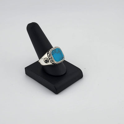 Brand New Sterling Silver 95 Blue Turquoise Square Ring Brand New Sterling Silver 95 Blue Turquoise Square Ring