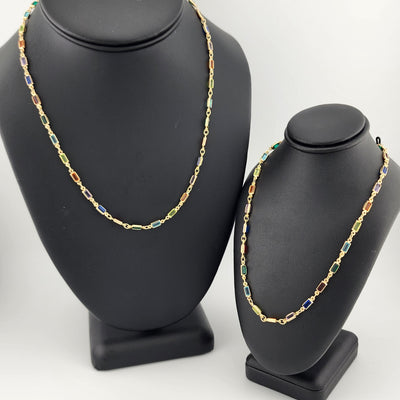 Brand New Brazilian 18k Gold Filled Multi Colored Gemstones Necklace Brand New Brazilian 18k Gold Filled Multi Colored Gemstones Necklace
