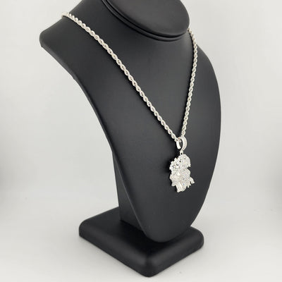 Brand New Sterling Silver 925 Jesus Side Face Necklace Brand New Sterling Silver 925 Jesus Side Face Necklace