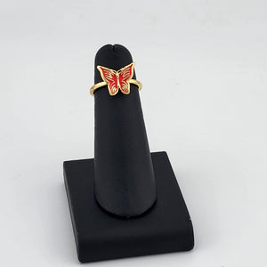 Delicate Pink Butterfly Brass Ring – Trendy Gift for Her Delicate Pink Butterfly Brass Ring – Trendy Gift for Her