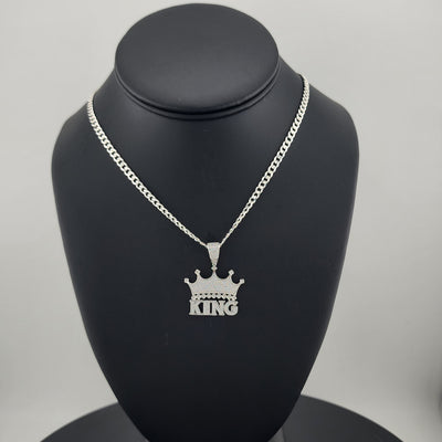 Sterling Silver 925 KING Crown Necklace – Bold Royal Statement Sterling Silver 925 KING Crown Necklace – Bold Royal Statement