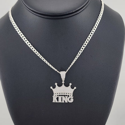Sterling Silver 925 KING Crown Necklace – Bold Royal Statement Sterling Silver 925 KING Crown Necklace – Bold Royal Statement