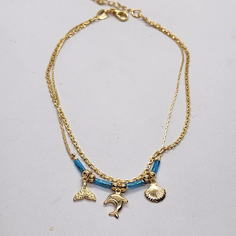 Brand New Brazilian 18k Gold Filled Ocean Inspired Anklet