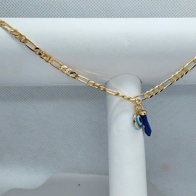 Brand New Brazilian 18k Gold Filled Blue Evil Eye & Blue Figa Hand Anklet