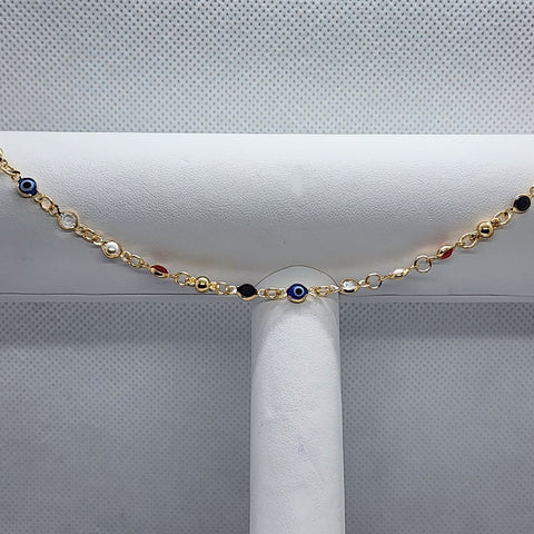 Brand New Brazilian 18k Gold Filled Blue Evil Eye w/ multi colors Anklet