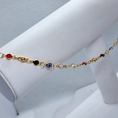 Brand New Brazilian 18k Gold Filled Blue Evil Eye w/ multi colors Anklet