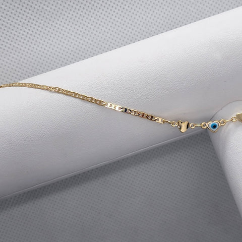 Brand New Brazilian 18k Gold Filled  Evil Eye Heart Shape Hearts Anklet