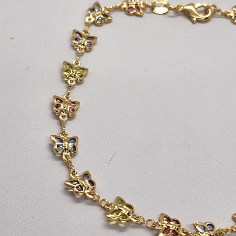 Brand New Brazilian 18k Gold Filled Multi Butterflies Anklet