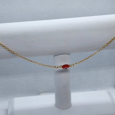 Brand New Brazilian 18k Gold Filled Red Evil Eye Anklet