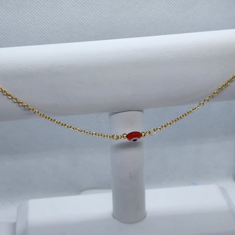 Brand New Brazilian 18k Gold Filled Red Evil Eye Anklet