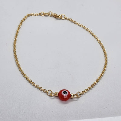 Brand New Brazilian 18k Gold Filled Red Evil Eye Anklet