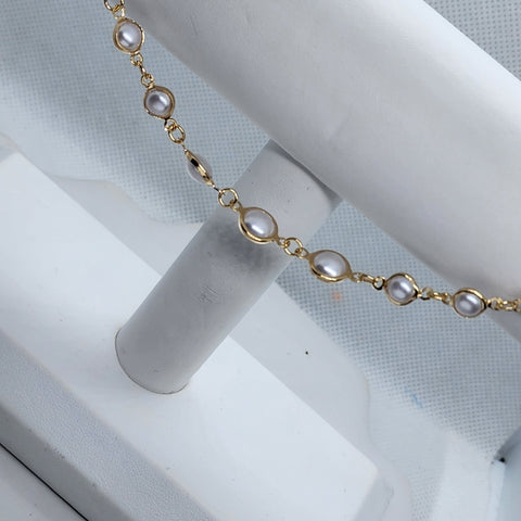 Brand New Brazilian 18k Gold Filled Multi Pearls Anklet