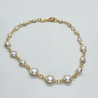 Brand New Brazilian 18k Gold Filled Multi Pearls Anklet