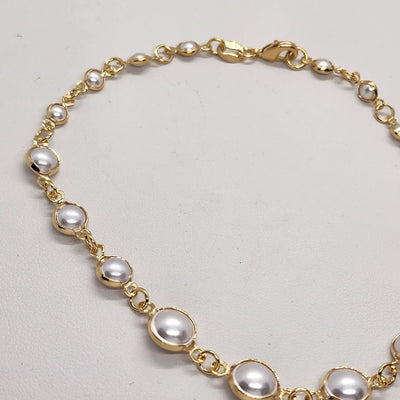 Brand New Brazilian 18k Gold Filled Multi Pearls Anklet