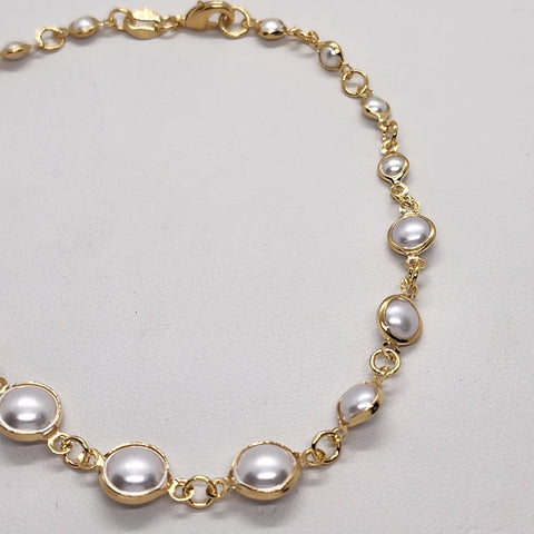 Brand New Brazilian 18k Gold Filled Multi Pearls Anklet
