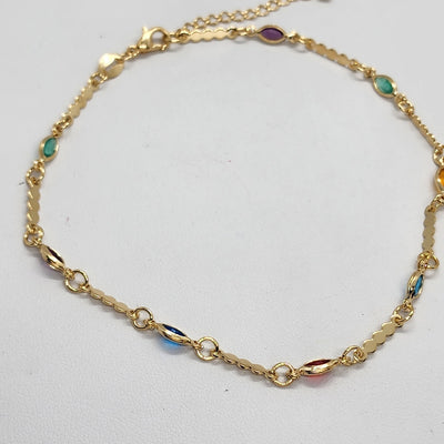 Brand New Brazilian 18k Gold Filled Multi color Anklet