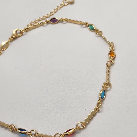 Brand New Brazilian 18k Gold Filled Multi color Anklet