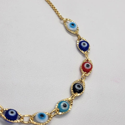 Brand New Brazilian 18k Gold Filled Multi Color Evil Eye Adjustable Bracelet