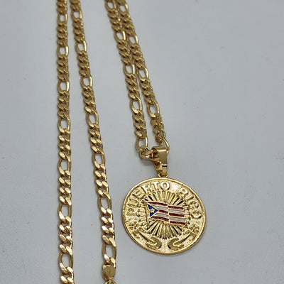 Brand New Brazilian 18k Gold Filled Puerto Rico Round Necklace