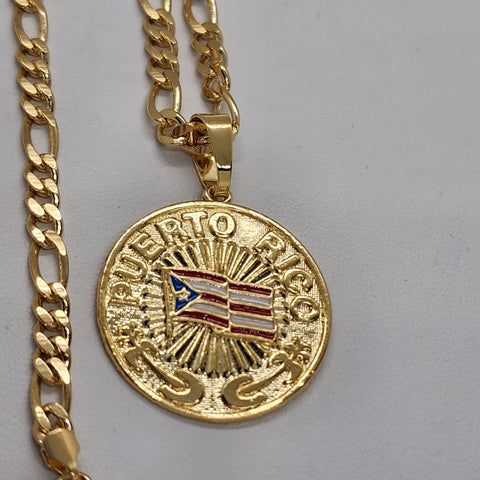 Brand New Brazilian 18k Gold Filled Puerto Rico Round Necklace