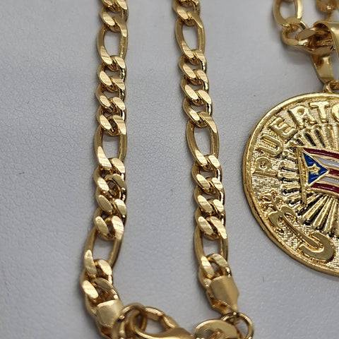 Brand New Brazilian 18k Gold Filled Puerto Rico Round Necklace