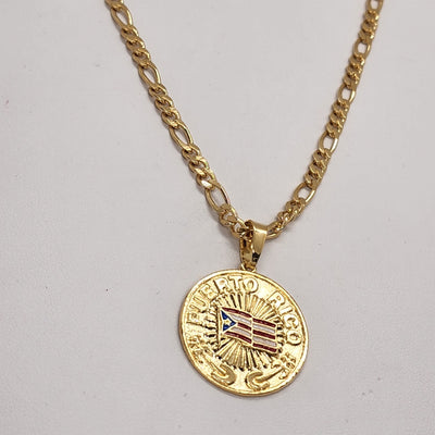 Brand New Brazilian 18k Gold Filled Puerto Rico Round Necklace