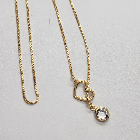 Brand New Brazilian 18k Gold Filled Heart with Gem Adjustable Necklace