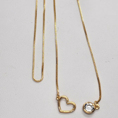 Brand New Brazilian 18k Gold Filled Heart with Gem Adjustable Necklace