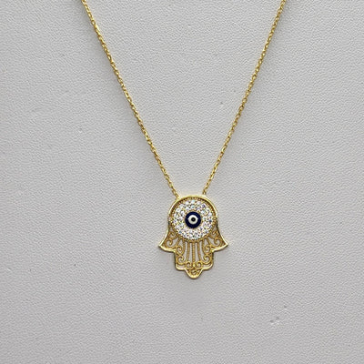 Brand New Sterling Silver 925 Hamsa Evil Eye Necklace