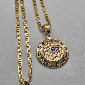 Brand New Brazilian 18k Gold Filled Round Egyptian Protection Eye Of Horus Necklace