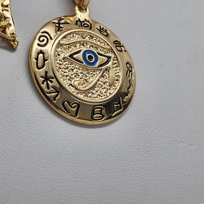 Brand New Brazilian 18k Gold Filled Round Egyptian Protection Eye Of Horus Necklace