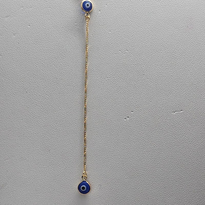 Brand New Brazilian 18k Gold Filled Double Blue  Evil Eye Necklace