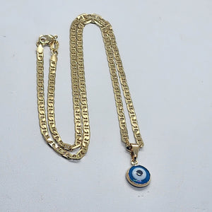 Brand New Brazilian 18k Gold Filled Baby Blue Evil  Eye Necklace