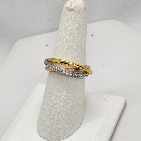 Brand New Sterling Silver 925 Tri Color Ring