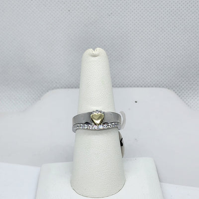 Brand New Sterling Silver 925 2 tone Heart Ring