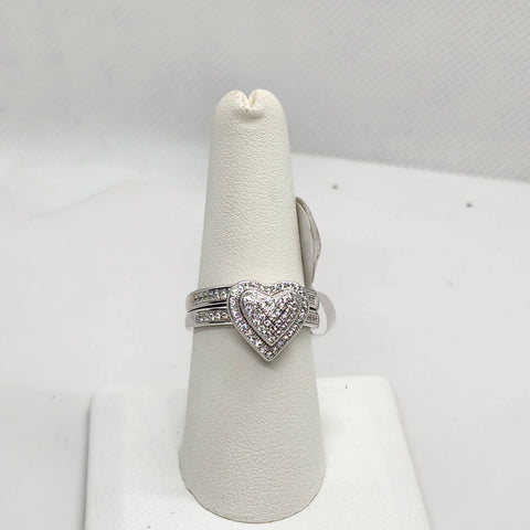 Brand New Sterling Silver 925 2 pc Heart Ring