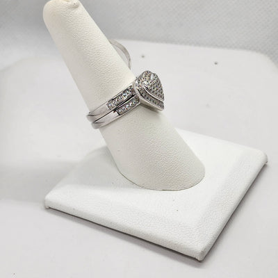 Brand New Sterling Silver 925 2 pc Heart Ring