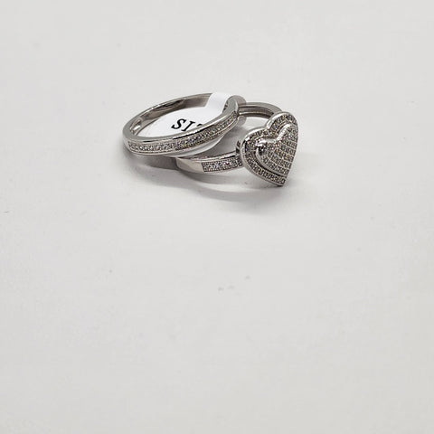 Brand New Sterling Silver 925 2 pc Heart Ring