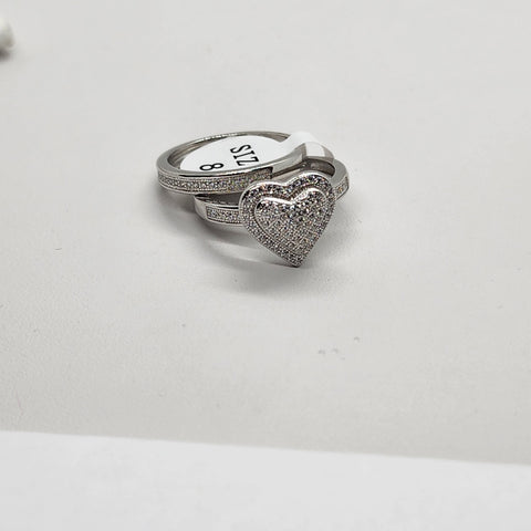 Brand New Sterling Silver 925 2 pc Heart Ring