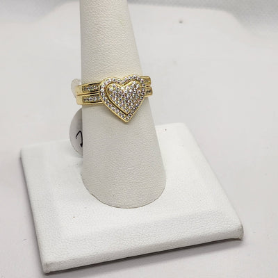 Brand New Sterling Silver 925 2 pc Heart Ring