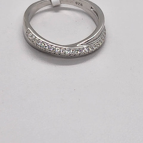 Brand New Sterling Silver 925 Cross Over Band Ring