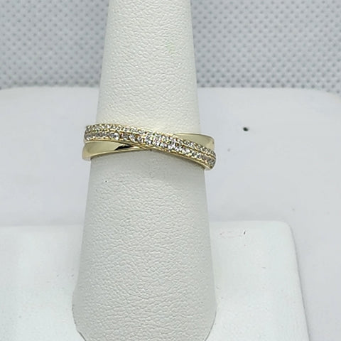 Brand New Sterling Silver 925 Cross Over Band Ring