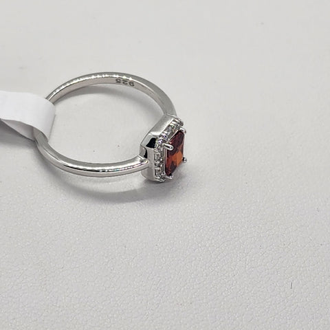 Brand New Sterling Silver 925 Red Gemstone Band Ring