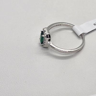 Brand New Sterling Silver 925 Green Gemstone Band Ring