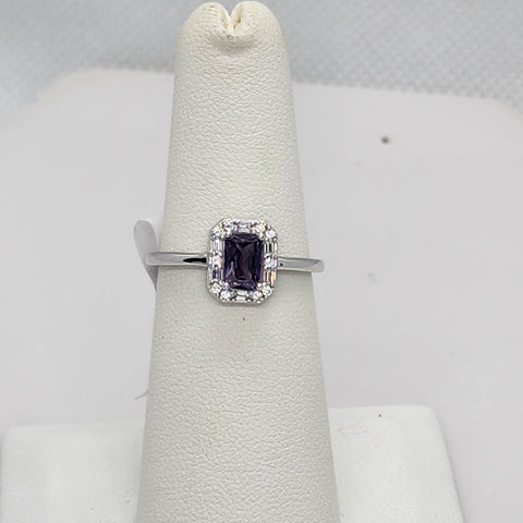 Brand New Sterling Silver 925 Purple Gemstone Band Ring